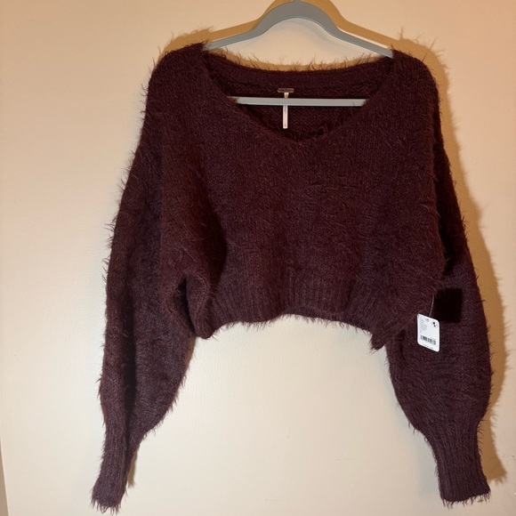 NWT - Free People fuzzy sweater Brown - size Large - Picture 1 of 8
